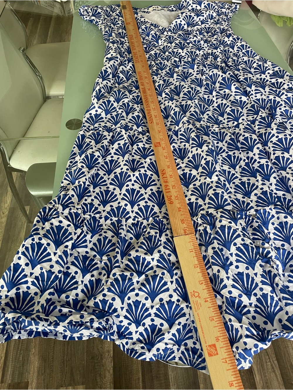 Boden Blue and White Printed Midi Dress - Picture 14 of 15